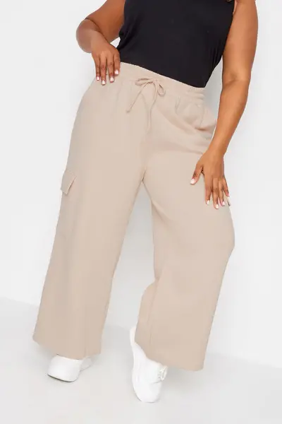 Yours Wide Leg Cargo Joggers Pale Pink