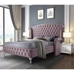 Envisage Trade - President Upholstered Beds - Plush Velvet, Small Double Size Frame, Pink - Pink