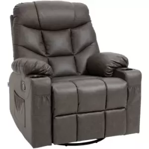 Homcom - Manual Recliner Chair with Footrest, Cup Holder, Side Pocket, Brown - Brown