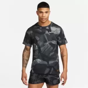 Nike Dri-FIT UV Miler Mens Short-Sleeve Camo Running Top - Black