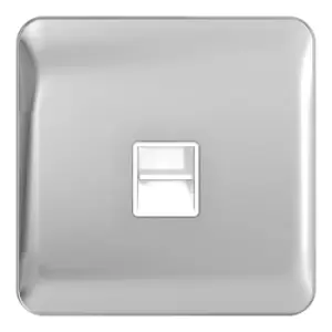 Schneider Electric Lisse Screwless Deco - Single Telephone Socket, Secondary, GGBL7062WPC, Polished Chrome with White Insert