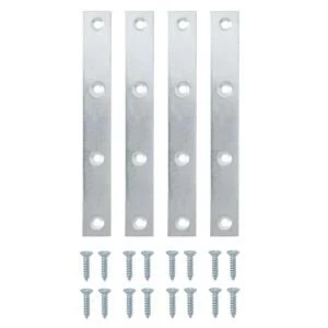 BQ Zinc effect Steel Mending plate L125mm Pack of 4