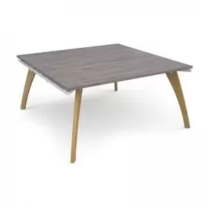 Fuze square boardroom table 1600mm x 1600mm - white frame and grey oak