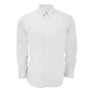 Kustom Kit Mens Long Sleeve Tailored Fit Premium Oxford Shirt (16inch) (White)