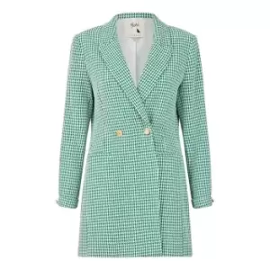 Yumi Green Check Long Line Blazer - Green