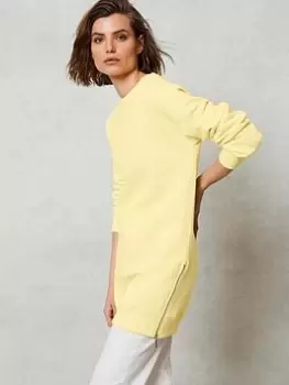 Mint Velvet Yellow Zip Long Sweatshirt, Yellow, Size S, Women