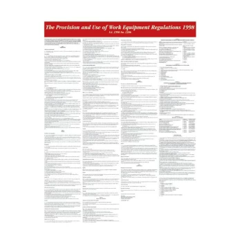 The Puwer Regulations 1998 Rigid PVC Wall Guide - 450 X 590MM - Sitesafe