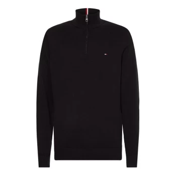 Tommy Hilfiger Pima Half Zip Jumper - Black BDS