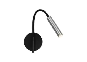 Wall Lamp, 1 Light Adjustable Switched, 1 x 5W LED, 3000K, 311lm, Black, Aluminium