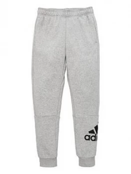 Boys, adidas Childrens Badge of Sport Pants - Grey, Medium Grey Heather, Size 5-6 Years