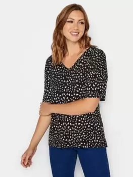 Long Tall Sally V Neck Black Markings Top, Black, Size 10, Women