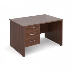 Maestro 25 PL Straight Desk With 3 Drawer Pedestal 1200mm - Walnut pan