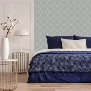 Superfresco Silk Sparkle Trellis Silver Wallpaper - Grey