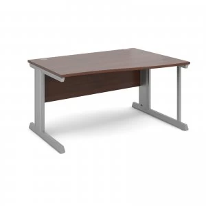 Vivo Right Hand Wave Desk 1400mm - Silver Frame Walnut Top