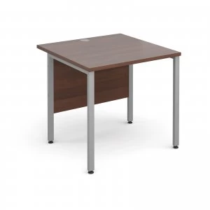 Maestro 25 SL Straight Desk 800mm x 800mm - Silver H Frame Walnut top