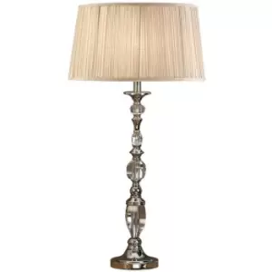 Diana Luxury Large Table Lamp Bright Nickel Beige Shade Traditional Bulb Holder