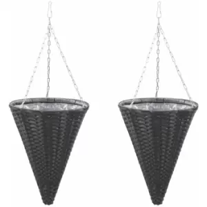 Vidaxl - Hanging Flower Baskets 2 pcs Poly Rattan Black Black