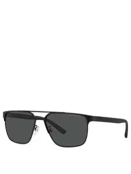 Emporio Armani Matte Avaitor Sunglasses, Black, Men