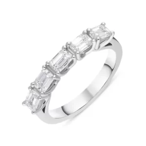 Platinum Diamond Five Stone Emerald Cut Half Eternity Ring