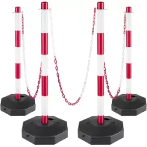 VEVOR Plastic Stanchion, 4pcs Chain Stanchion, Plastic Stanchion Kit w/ 32ft Chain 8 S-Hooks, PE Plastic White Stanchion for Warning/Crowd Control at