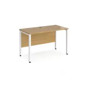 Office Desk 1200mm Rectangular Desk With Bench Leg Oak Tops With White Frames 600mm Depth Maestro 25