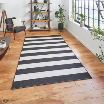 Santa Monica 48644 Black White 200cm x 290cm Rectangle - Black and Ivory