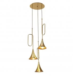 Ceiling Cluster Pendant 3 Light E27, Gold