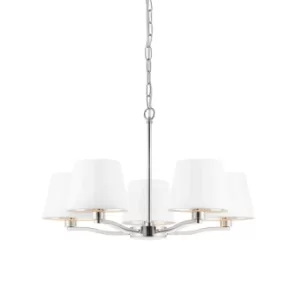 Harvey Multi Arm Pendant Light Bright Nickel Plate, Vintage White Fabric