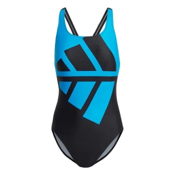 adidas Logo Graphic Swimsuit Womens - Black / Blue Rush