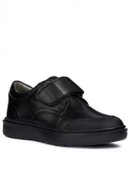 Geox Riddock Leather Strap School Shoes - Black, Size 8 Younger