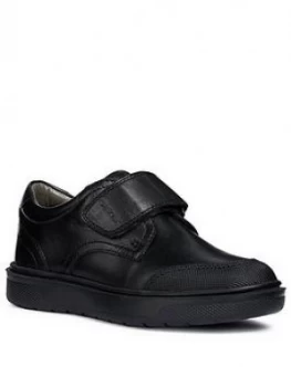 Geox Riddock Leather Strap School Shoes - Black, Size 13 Younger