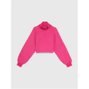 Tommy Hilfiger Half Zip Mock Neck Sweatshirt - Pink