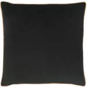 Riva Paoletti Meridian Faux Velvet Piped Cushion Cover, Black/Blush, 55 x 55 Cm