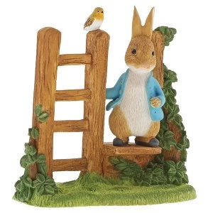 Peter Rabbit on Wooden Stile Figurine