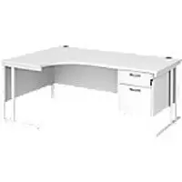 Dams International Left Hand Ergonomic Desk MC18ELP2WHWH 1,800 x 1,200 x 725 x 800 - 990 mm