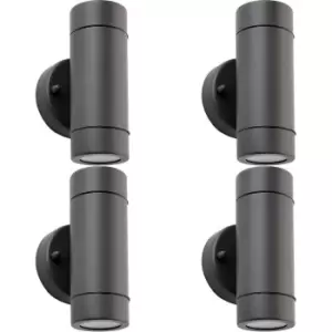 4 PACK Up & Down Twin Outdoor IP44 Wall Light - 2 x 7W GU10 LED - Anthracite