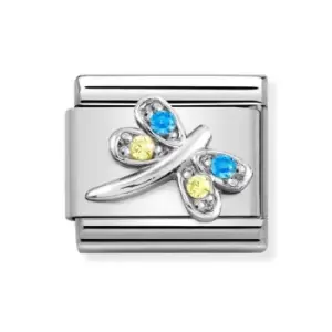 Nomination Classic Silver Blue & Yellow Dragonfly Charm