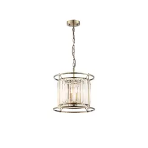 Guilford Ceiling Pendant, Semi Ceiling Lamp Convertible, 3 Light E14, Antique Brass, Clear