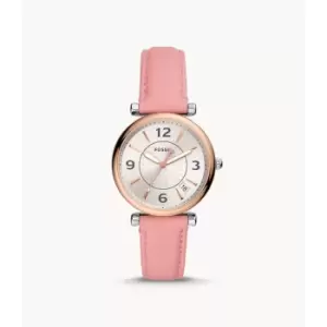 Fossil Womens Carlie Three-Hand Date Eco Leather Watch - Pink