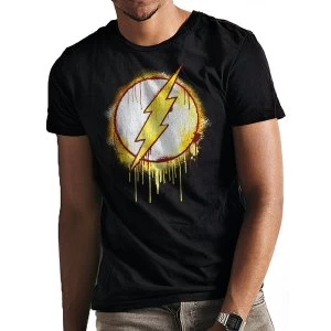 The Flash - Splatter Logo Mens Large T-Shirt - Black