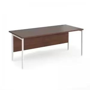 Maestro 25 straight desk 1800mm x 800mm - white H-frame leg, walnut