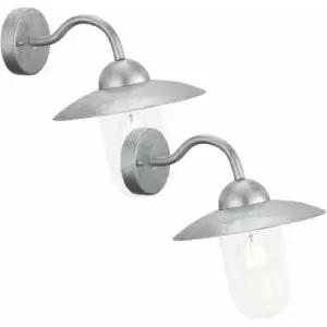 Loops - 2 pack IP44 Outdoor Wall Light Zinc Plated Steel 1x 60W E27 Porch Lamp