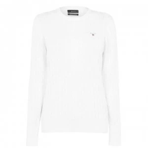 Gant Cotton crew neck cable jumper - 113 EggSHELL