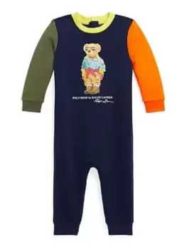 Ralph Lauren Baby Boys Colour Block Bear One Piece Coverall - Multi, Size 9 Months