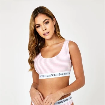 Jack Wills Carter Scoop Back Bralette - White/Pink