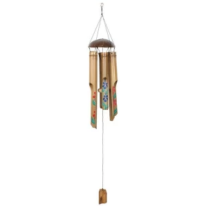 Painted Hibiscus Bamboo Windchime