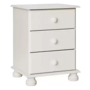 Copenhagen 3 Drawer Bedside In White