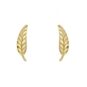 Yellow Gold Feather Stud Earrings GE2431