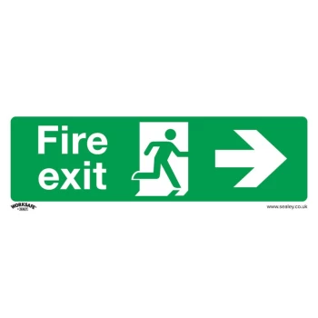 Safety Sign - Fire Exit (Right) - Rigid Plastic - Pack of 10