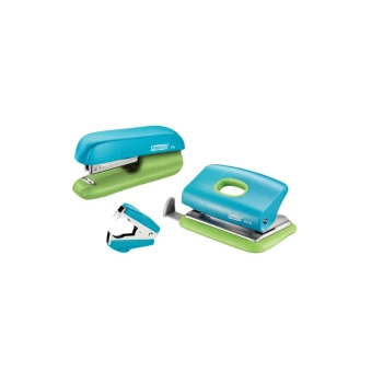 Rapid Mini F5 Stapler and Punch Set - Blue/Green